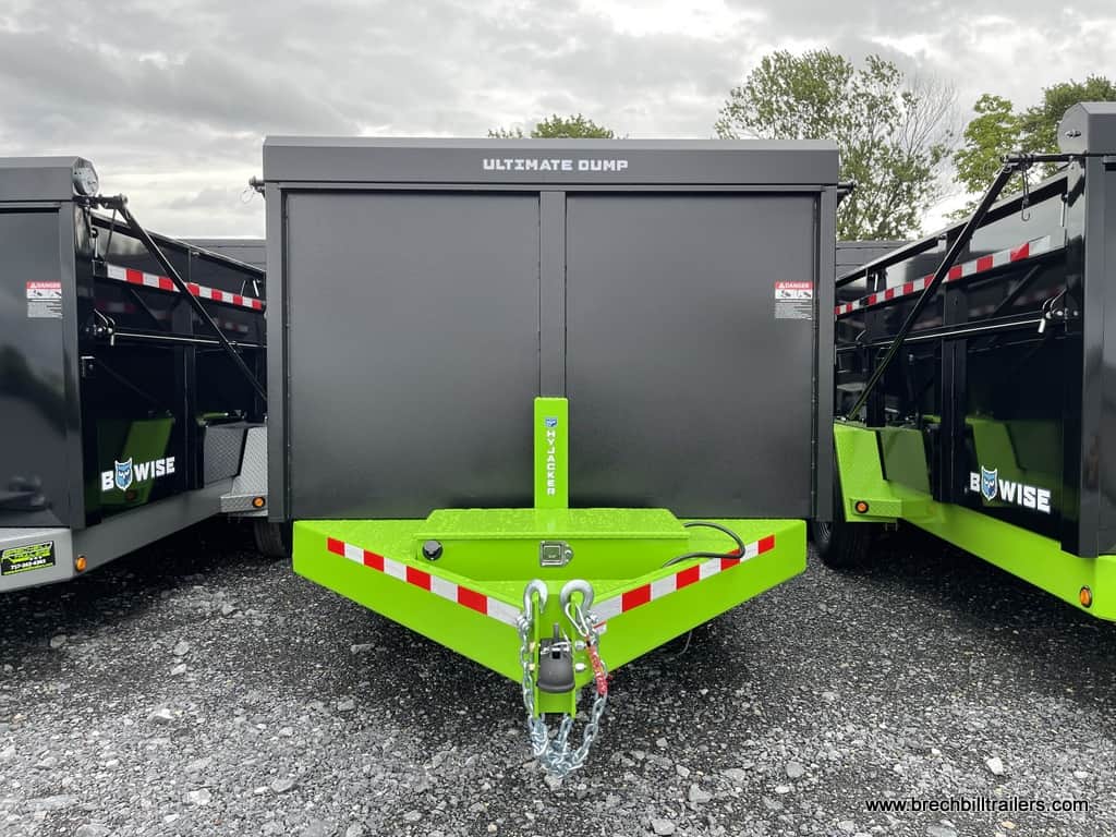 Bwise Ultimate Dump Trailer 7'x16'x15.4K (DU16-15) HTONE BLACK BOX WITH LIME GREEN FRAME, BLACK ALUMINUM WHEELS, 1