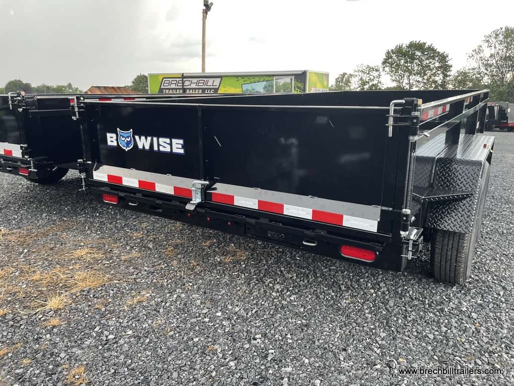 A black Bwise Dump Trailer 7'x16' for sale at Brechbill Trailers