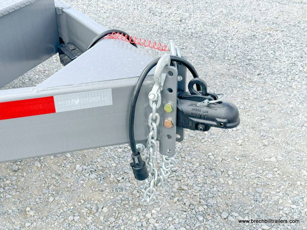 Close view of trailer connection and coupler.