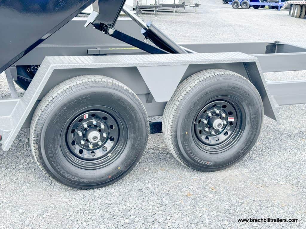 Black wheels on the trailer.