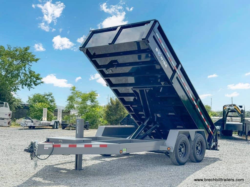 Side angle view of the Bwise DLP 15.4K Heavy Duty Dump Trailer