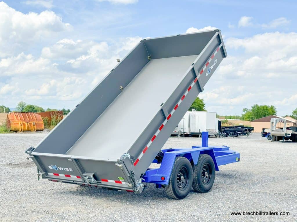 Trailer in the dump position for demonstration.