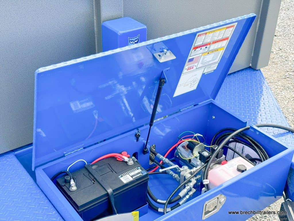 Open toolbox on the Bwise DLP 15.4K Heavy Duty Dump Trailer