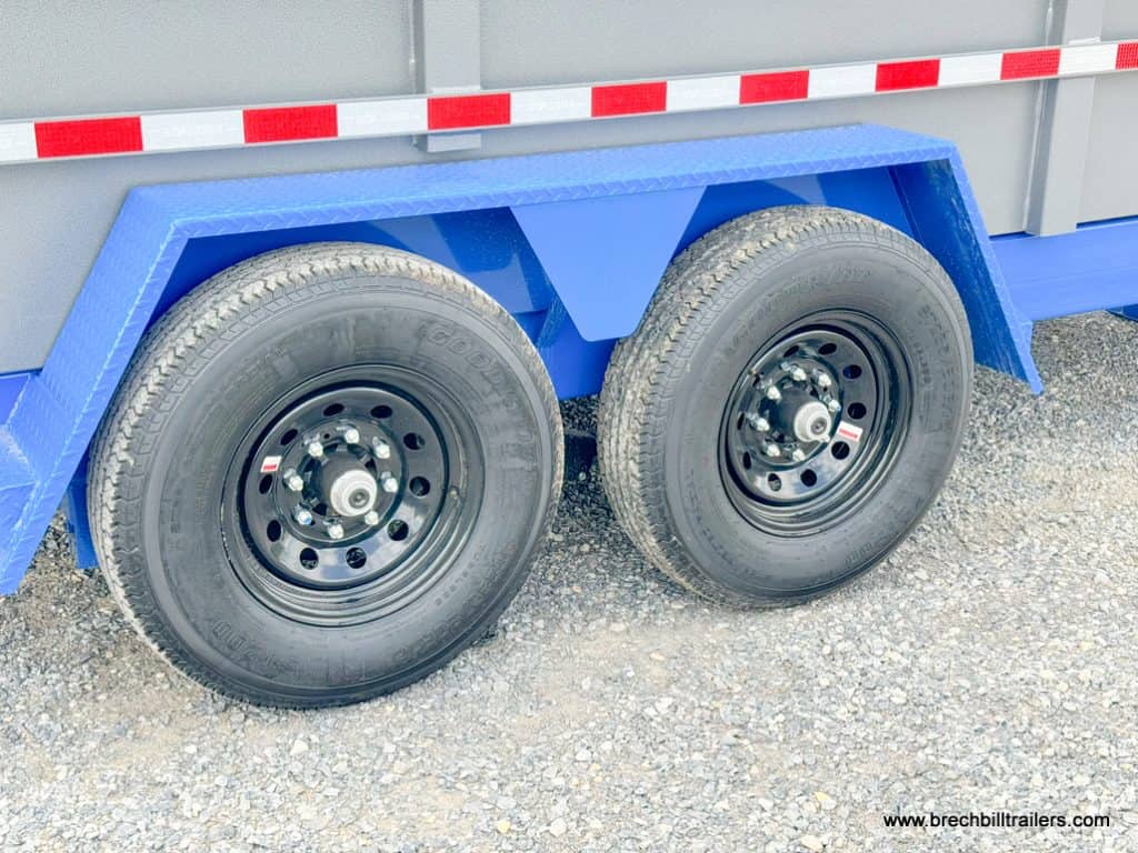 Black wheels on the trailer.