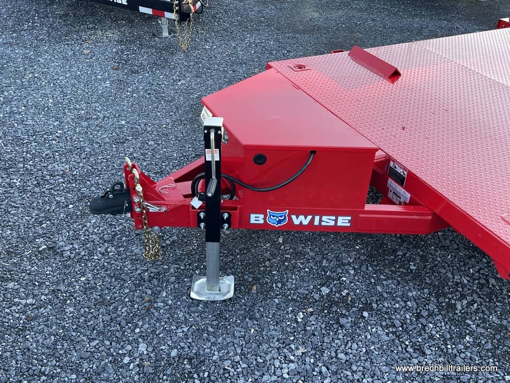 BRIGHT RED BWISE LOW PRO CAR HAULER TRAILER FOR SALE TOOL BOX