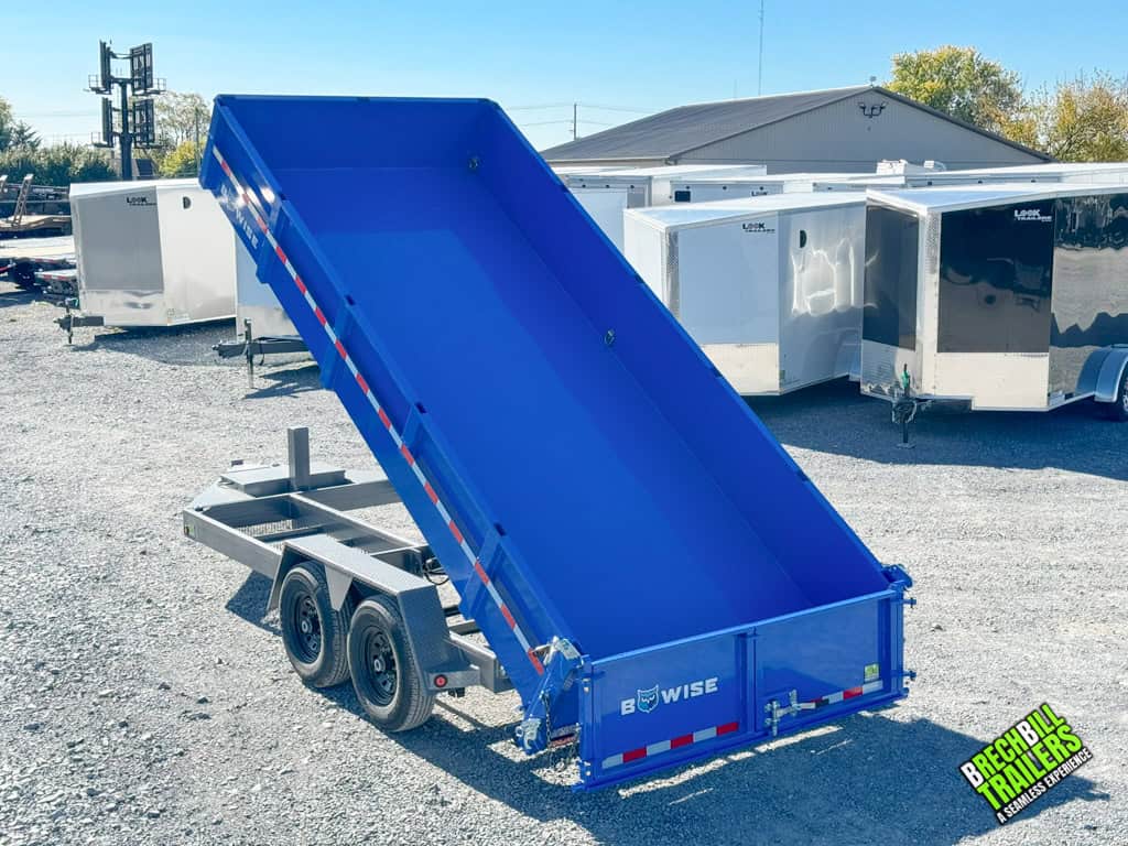 Blue trailer in the dump position
