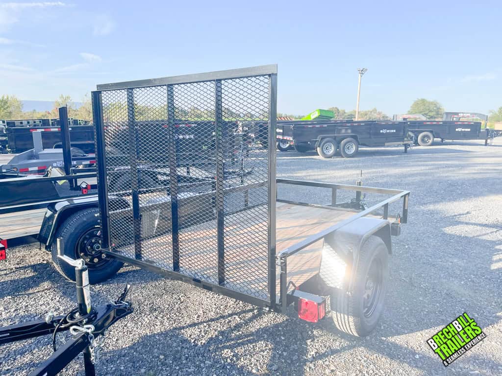 Back view of a Bwise UTE 3K Utility Landscape Trailer