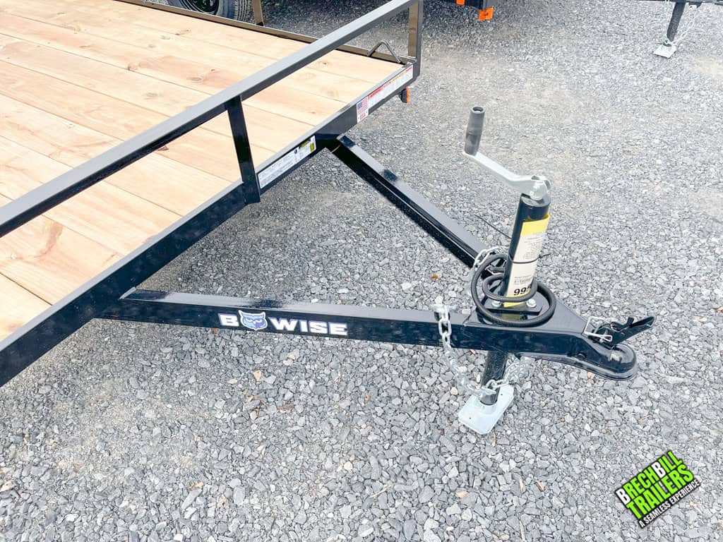 Front of trailer where the jack and coupler are located.