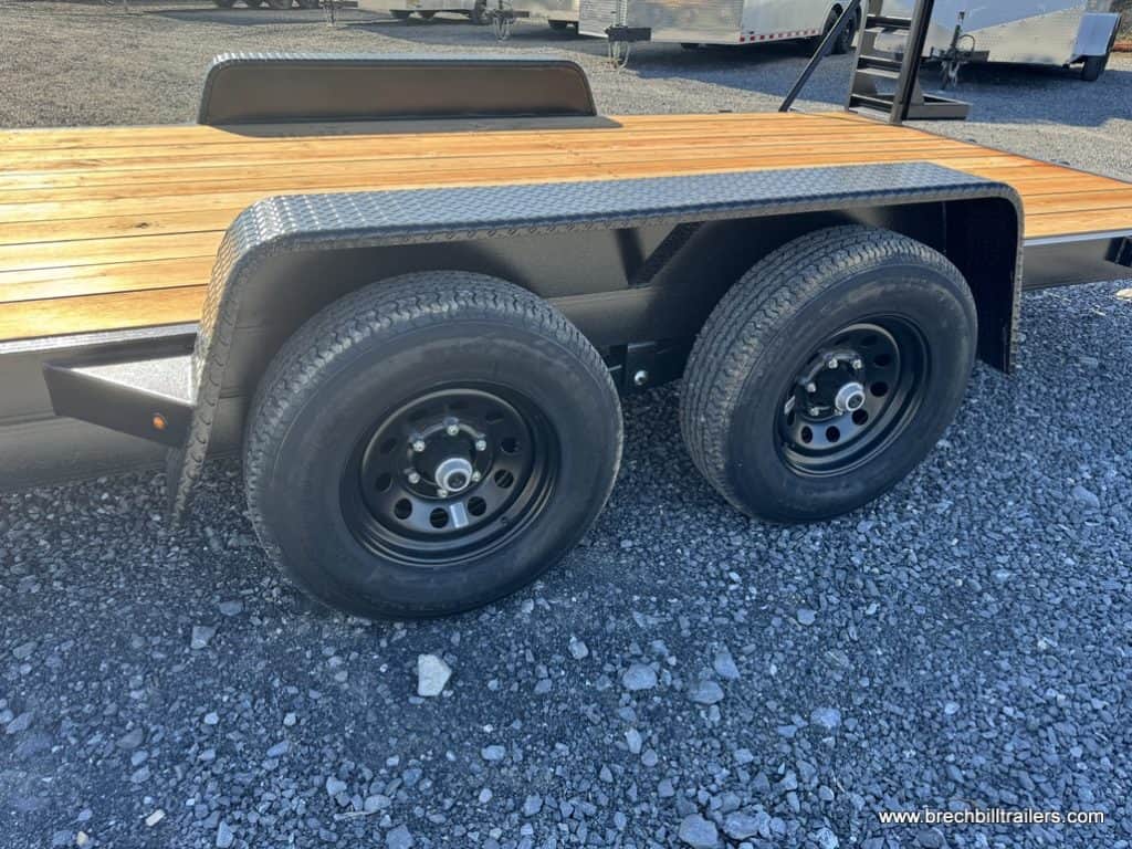 Black wheels on the Bwise 10K Low Pro Equipment Trailer