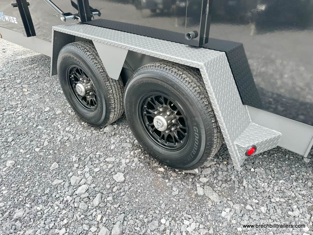 Black wheels on the Brand new Bwise DU Ultimate Dump Trailer