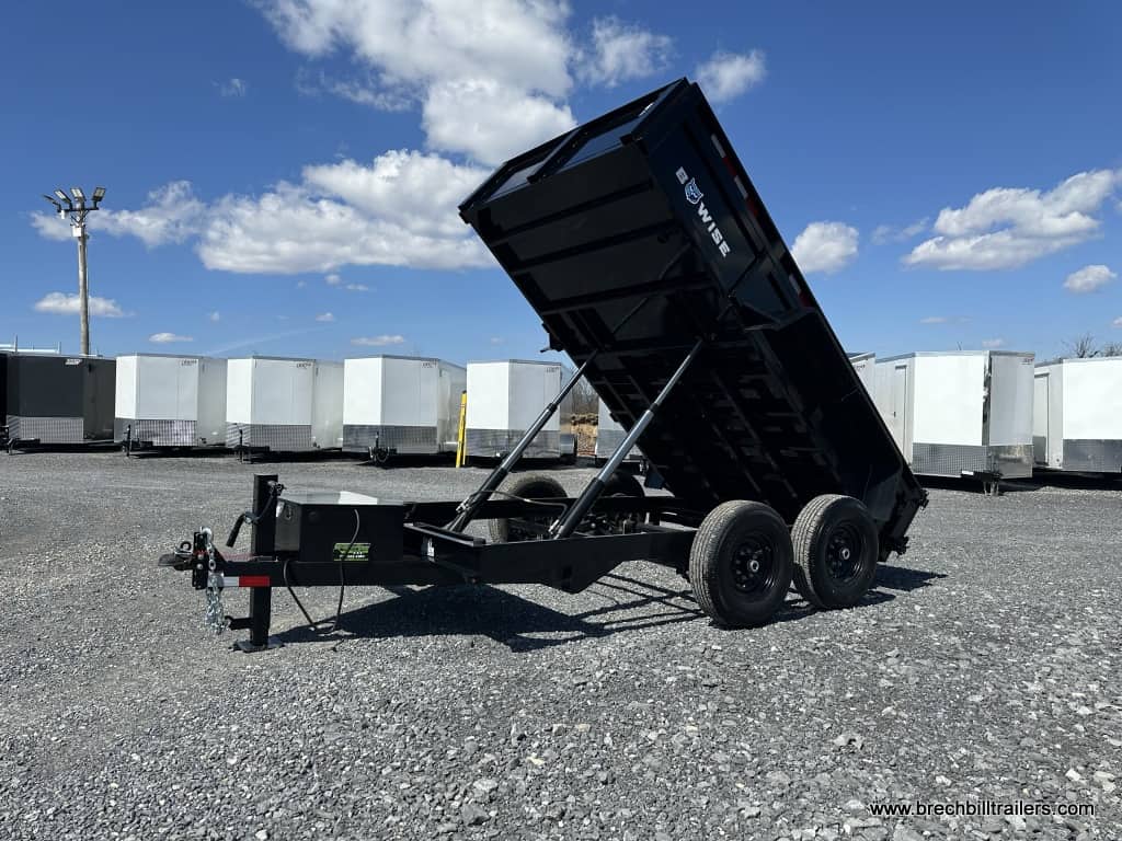 Bwise dump trailer parked in the lot.