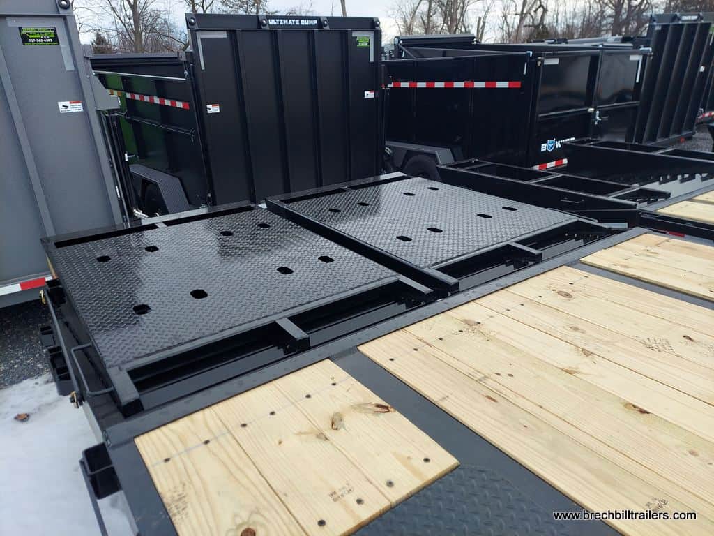 heavy duty big black deck over gooseneck equipment flat deck trailer