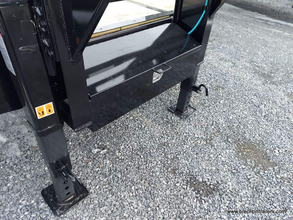 heavy duty big black deck over gooseneck equipment flat deck trailer