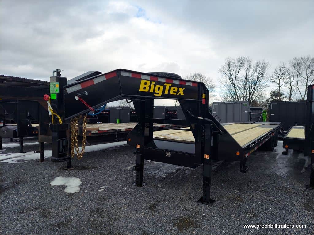 heavy duty big black deck over gooseneck equipment flat deck trailer