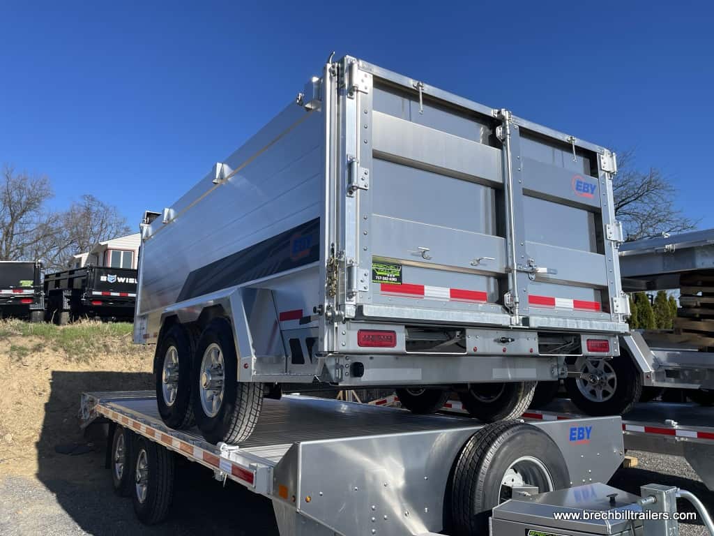 LARGE HEAVY DUTY ALL ALUMINUM DUMP TRAILER WITH HIGH SIDES AND ALUMINUM WHEELS