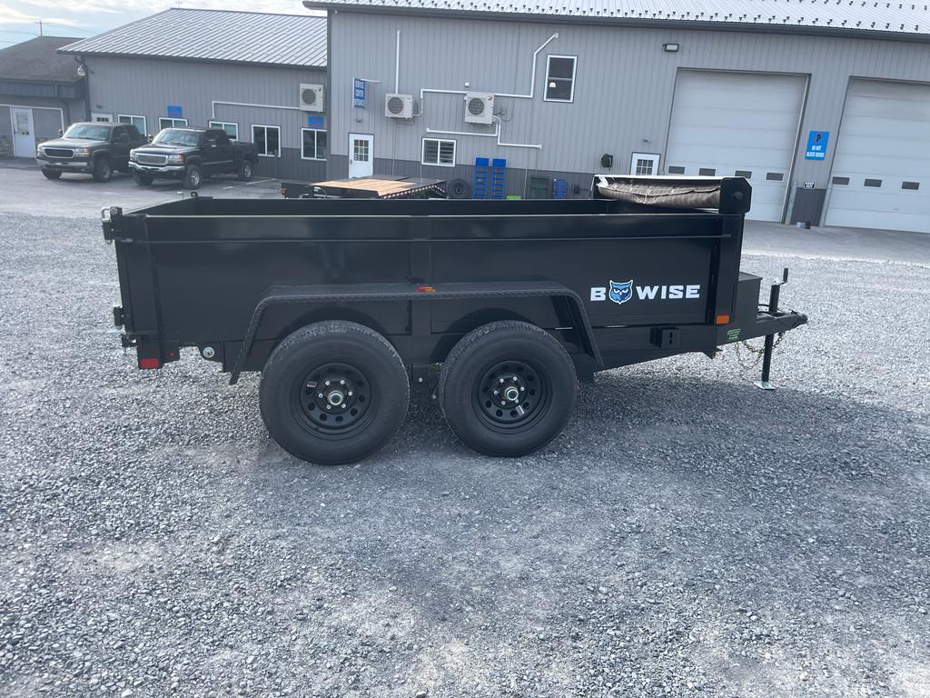 Bwise LP LE Low Pro Dump Trailer side view with Bwise logo up front.