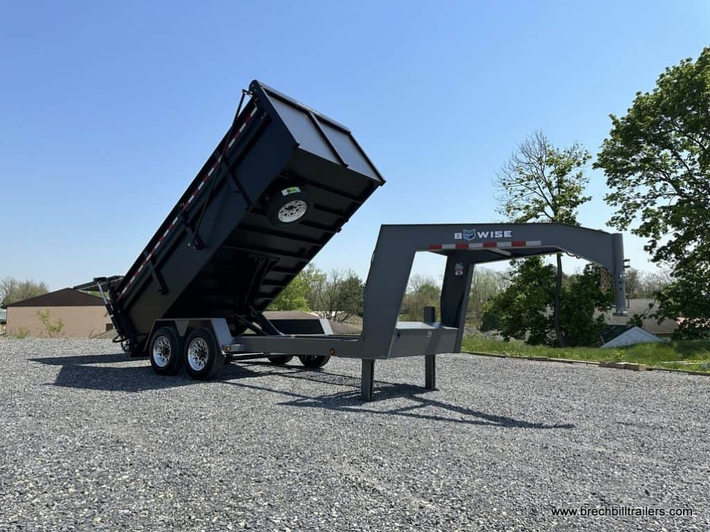 Gray frame and black box on the Bwise 19.2K DU Ultimate Dump Trailer
