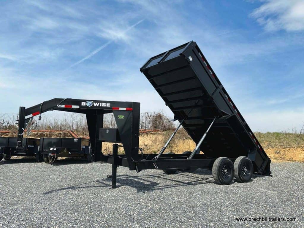 Bwise LPHD 14K Gooseneck Low Pro Dump Trailer parked