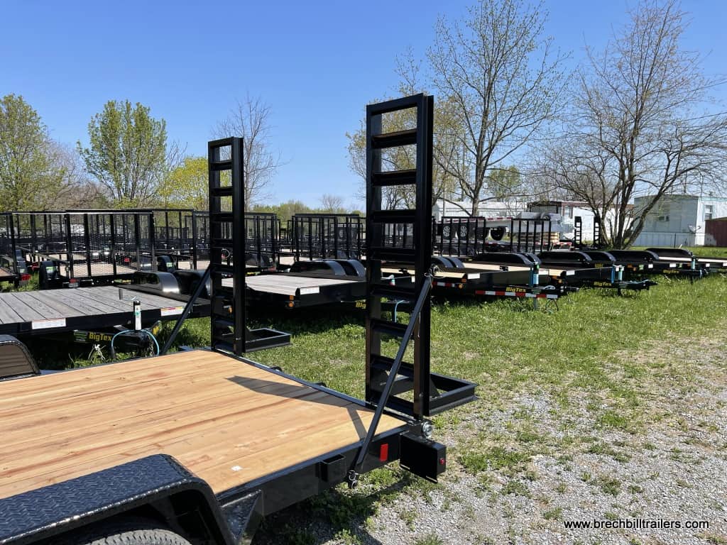 Bwise Low Pro Equipment Trailer 7'x16'x10K (EH16-10ELE) BLACK, BLACK MOD WHEELS, LADDER RAMPS, WOODEN DECK