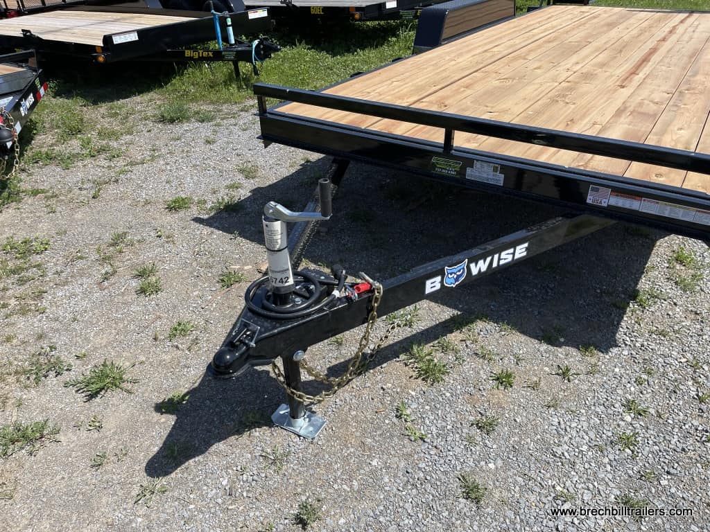 Bwise Low Pro Equipment Trailer 7'x16'x10K (EH16-10ELE) BLACK, BLACK MOD WHEELS, LADDER RAMPS, WOODEN DECK