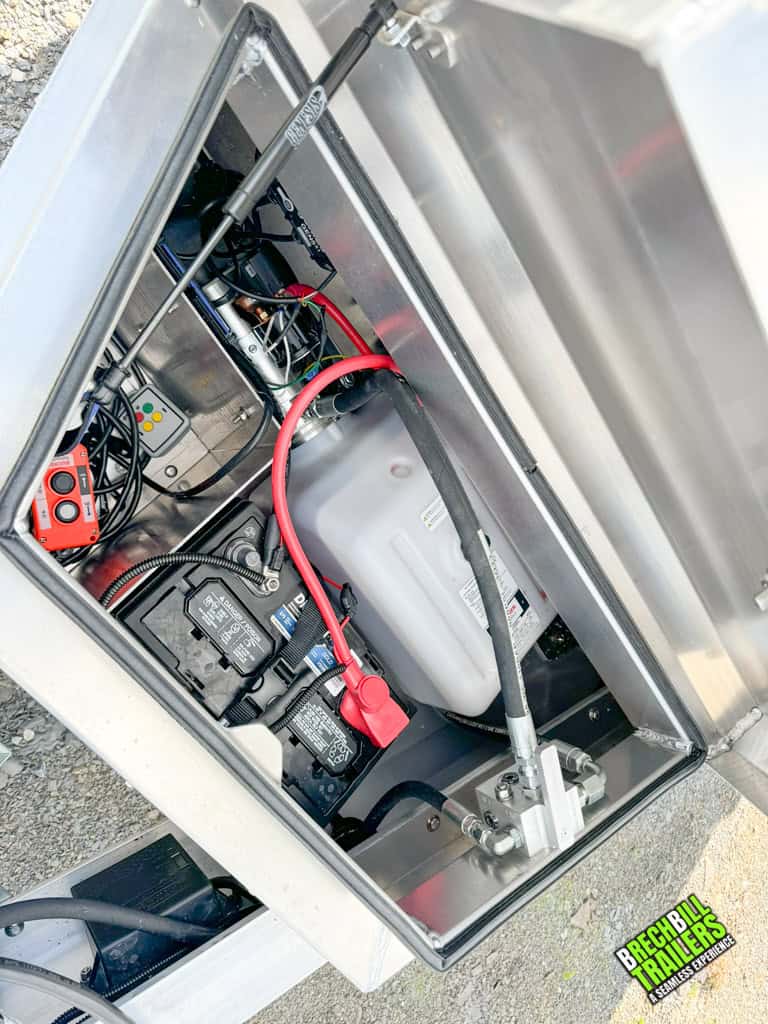 Battery box with hydraulic and electronics.
