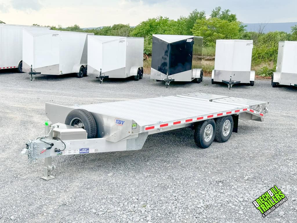 A parked EBY Deck-Over 14K Equipment Trailer for sale at Brechbill Trailers.