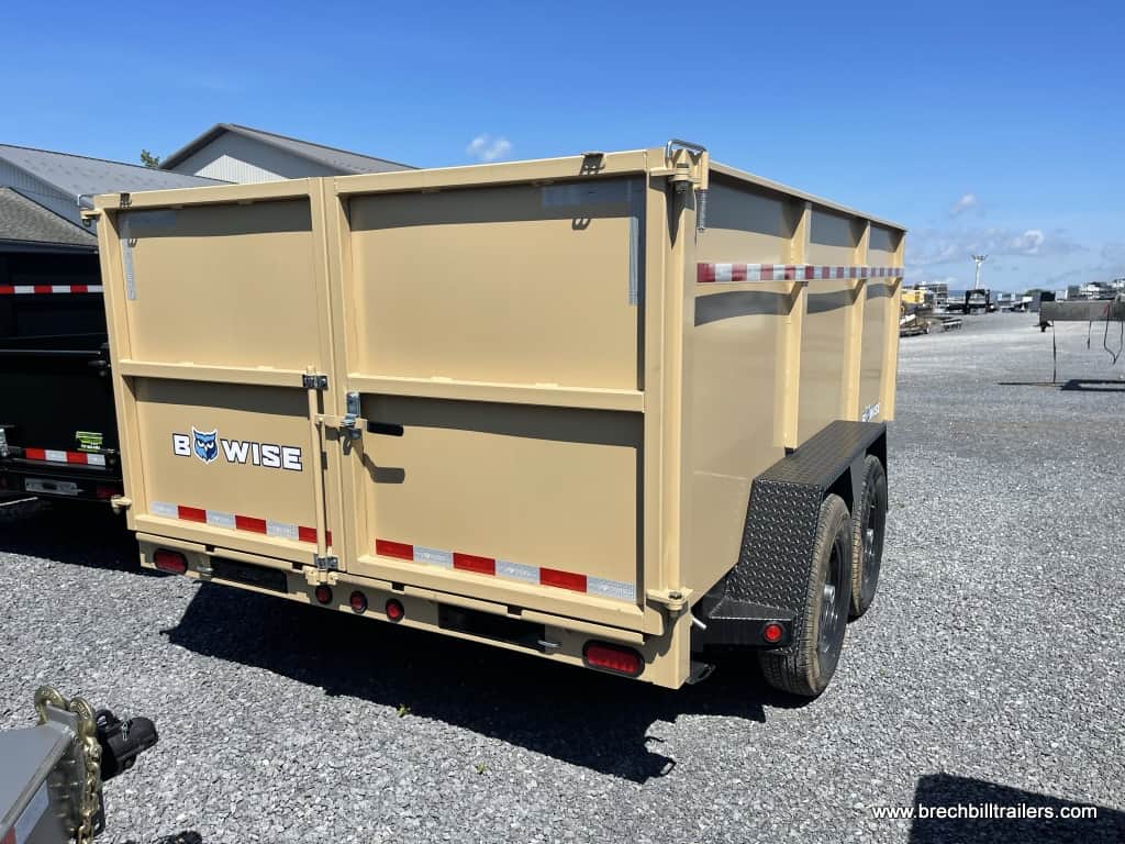 A desert tan Bwise heavy duty dump trailer