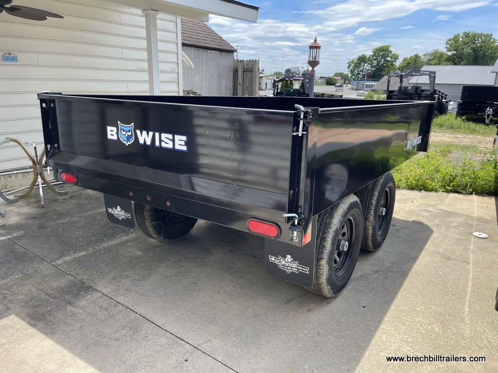 Bwise R Light Duty Deck Over Tandem Axle Low Pro Dump Trailer 6'x10'x10K (DTR610D-10) BLACK, SPARE TIRE MOUNT, BLACK MOD WHEELS