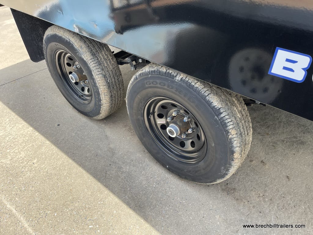 Bwise R Light Duty Deck Over Tandem Axle Low Pro Dump Trailer 6'x10'x10K (DTR610D-10) BLACK, SPARE TIRE MOUNT, BLACK MOD WHEELS