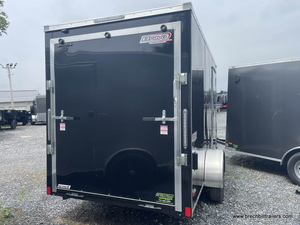 A black Bravo Scout Enclosed Cargo Trailer for sale