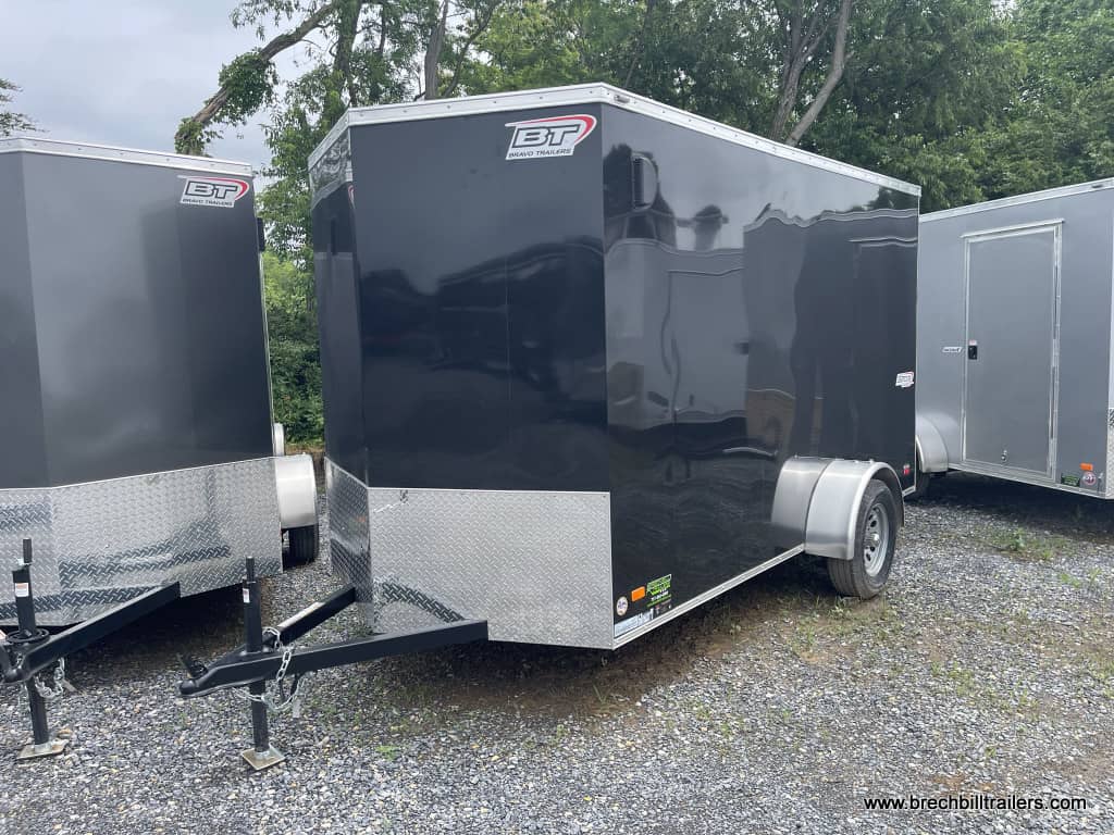 Front of a new Bravo Scout Enclosed Cargo Trailer