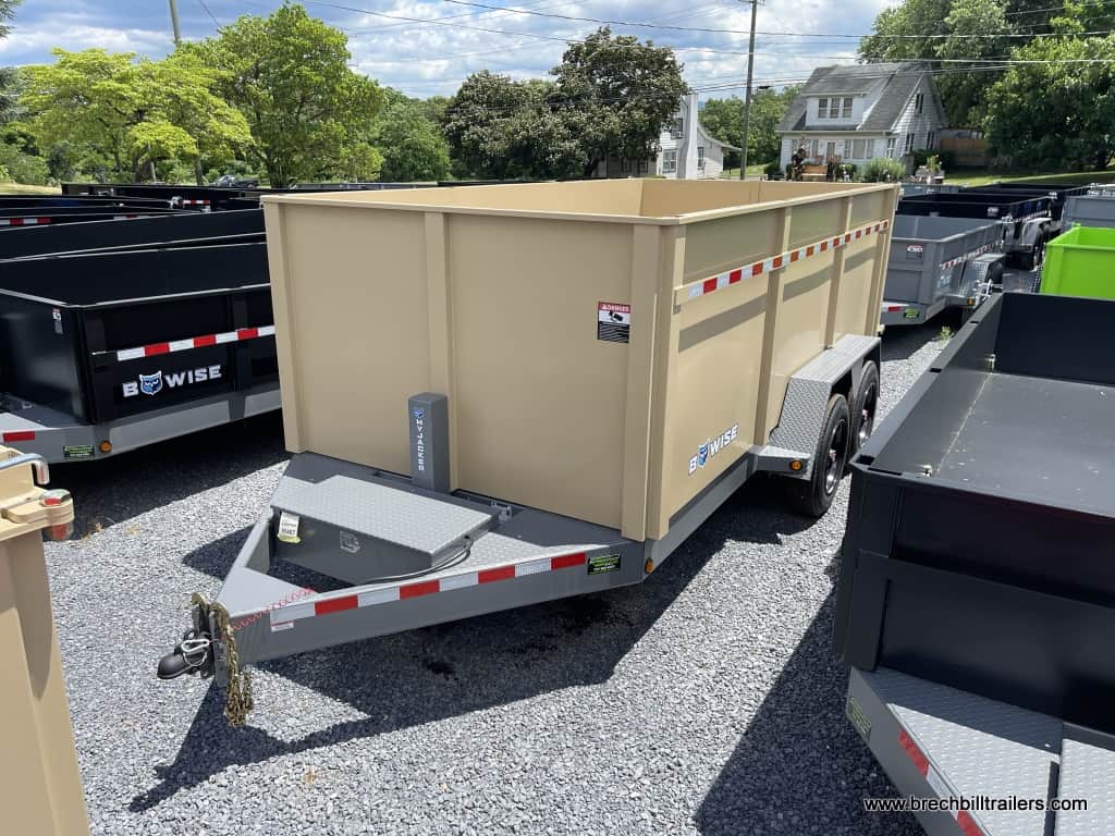 Desert tan box on the Bwise DLP14-17-H dump trailer