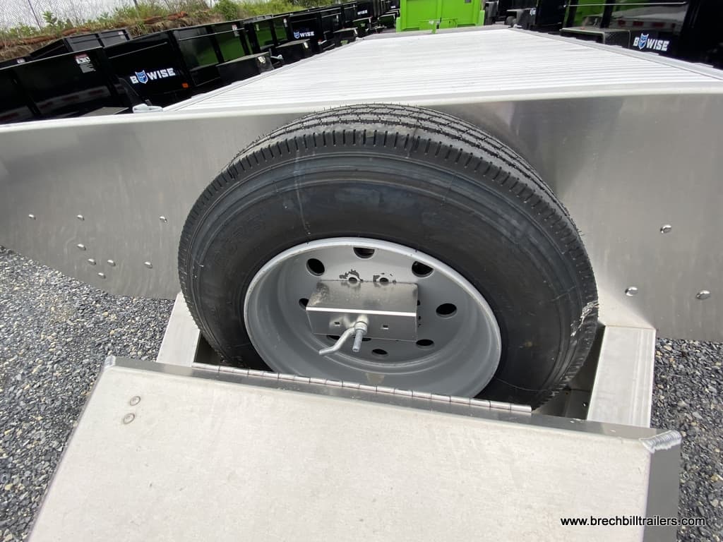 Spare wheel mounted on the EBY Deck-Over Equipment Trailer