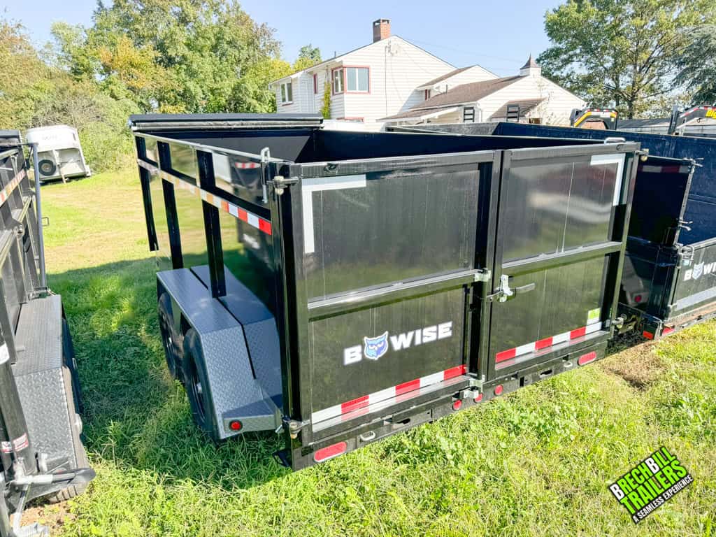 A used Bwise 14ft long dump trailer for sale