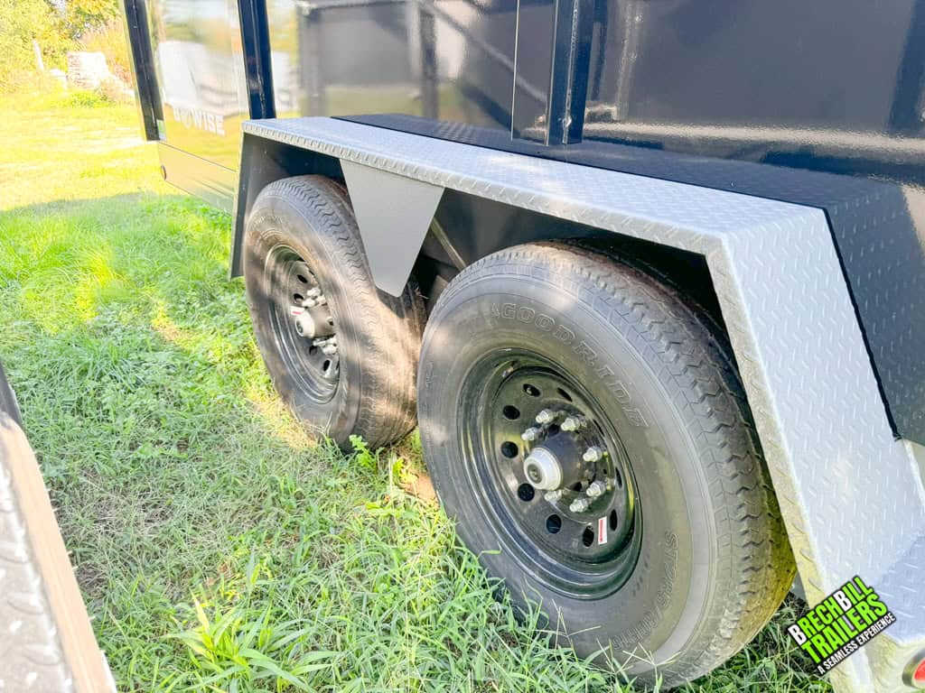 Wheels on a used Bwise 14ft dump trailer