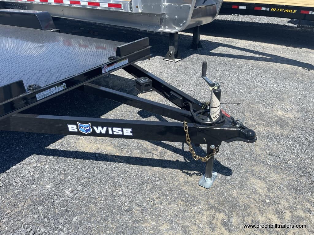 Bwise car hauler trailer with black wheels and no winch plate