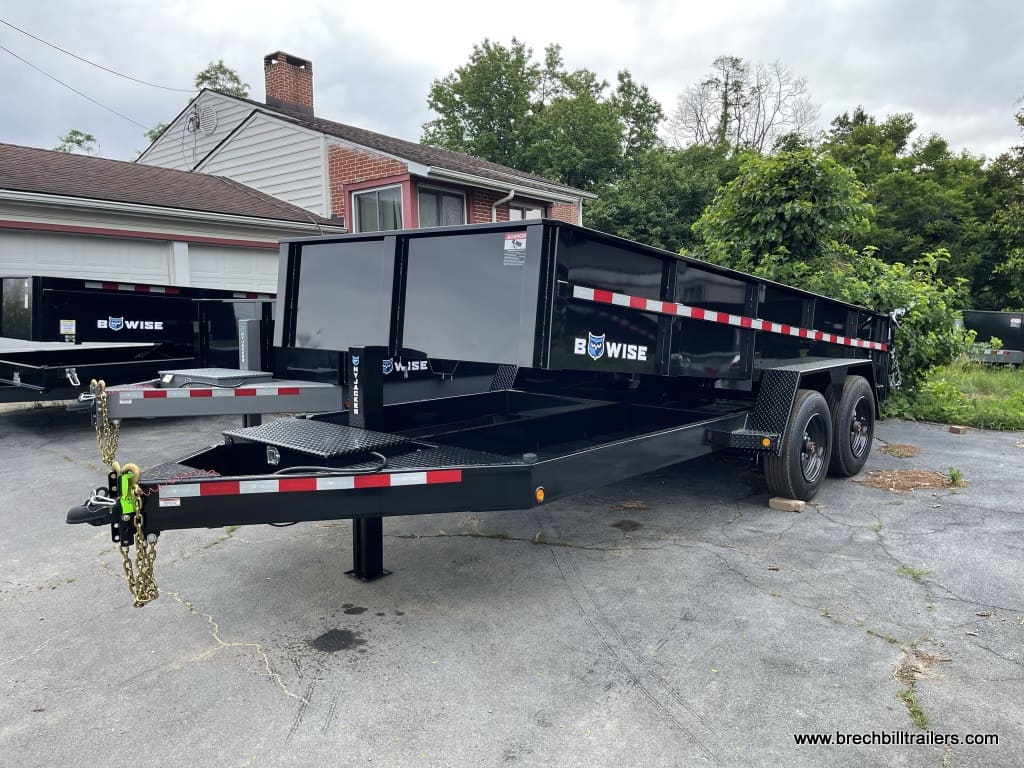 Bwise DLP Heavy Duty Dump Trailer 7'x16'x17.6K (DLP16-17) BLACK, BLACK MOD WHEELS
