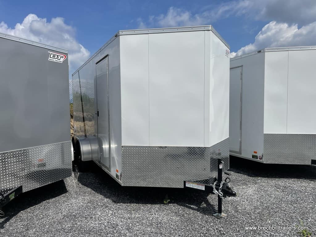 A parked Bravo Scout Enclosed Cargo Trailer