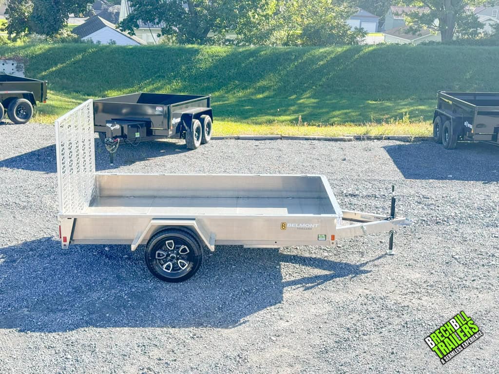 Black wheels on the aluminum Belmont AIR Utility Trailer
