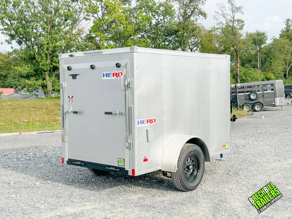 Side view of a new Bravo Hero Enclosed Cargo Trailer.