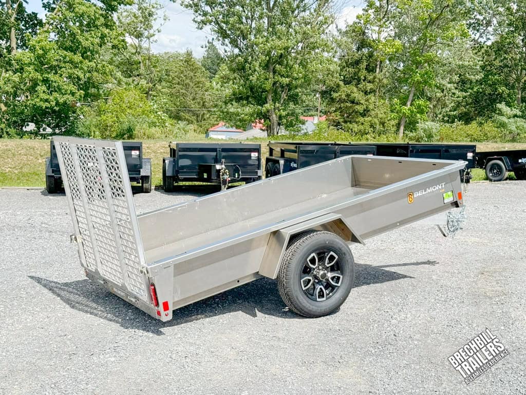 Belmont AIR Aluminum Utility Trailer tilted in the lot.