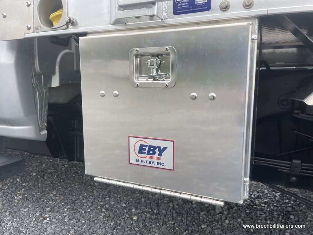 Closed toolbox on the truck bed.