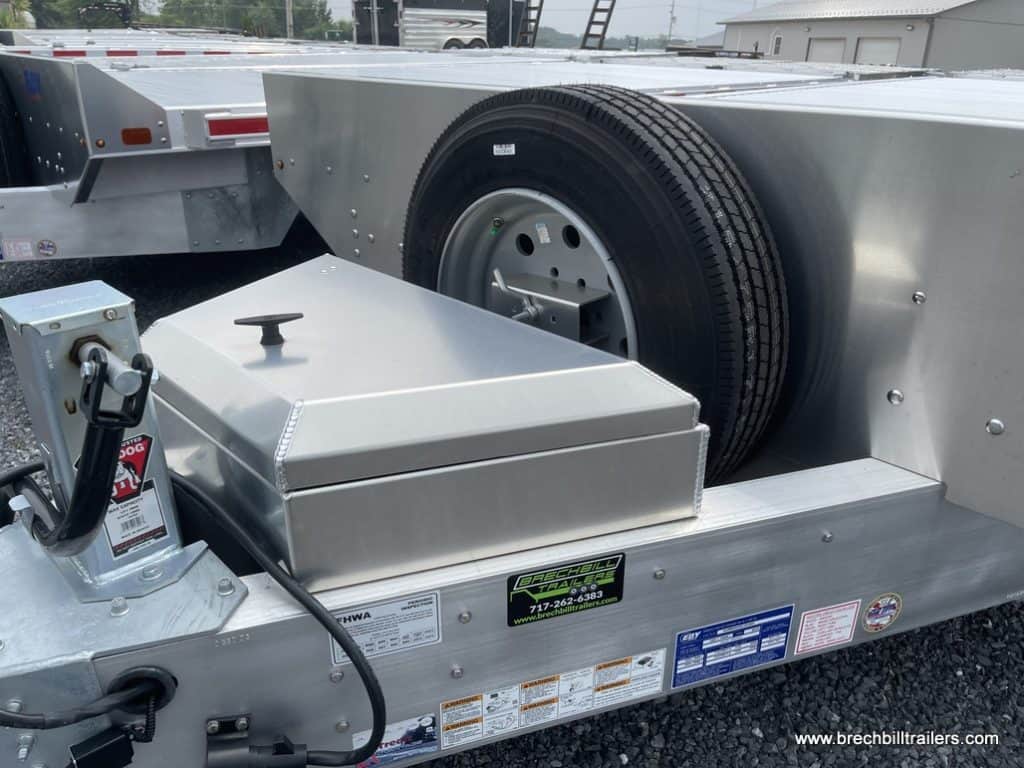 The toolbox on the EBY Deck-Over 16K Equipment Trailer