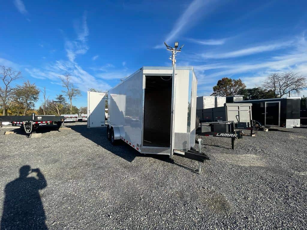 Door on front of the Bravo Star cargo trailer.