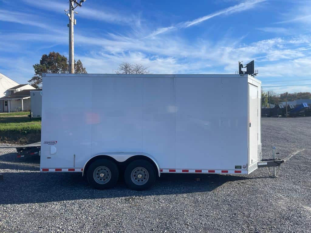Side view of a new Bravo Star 10K Enclosed Cargo Trailer