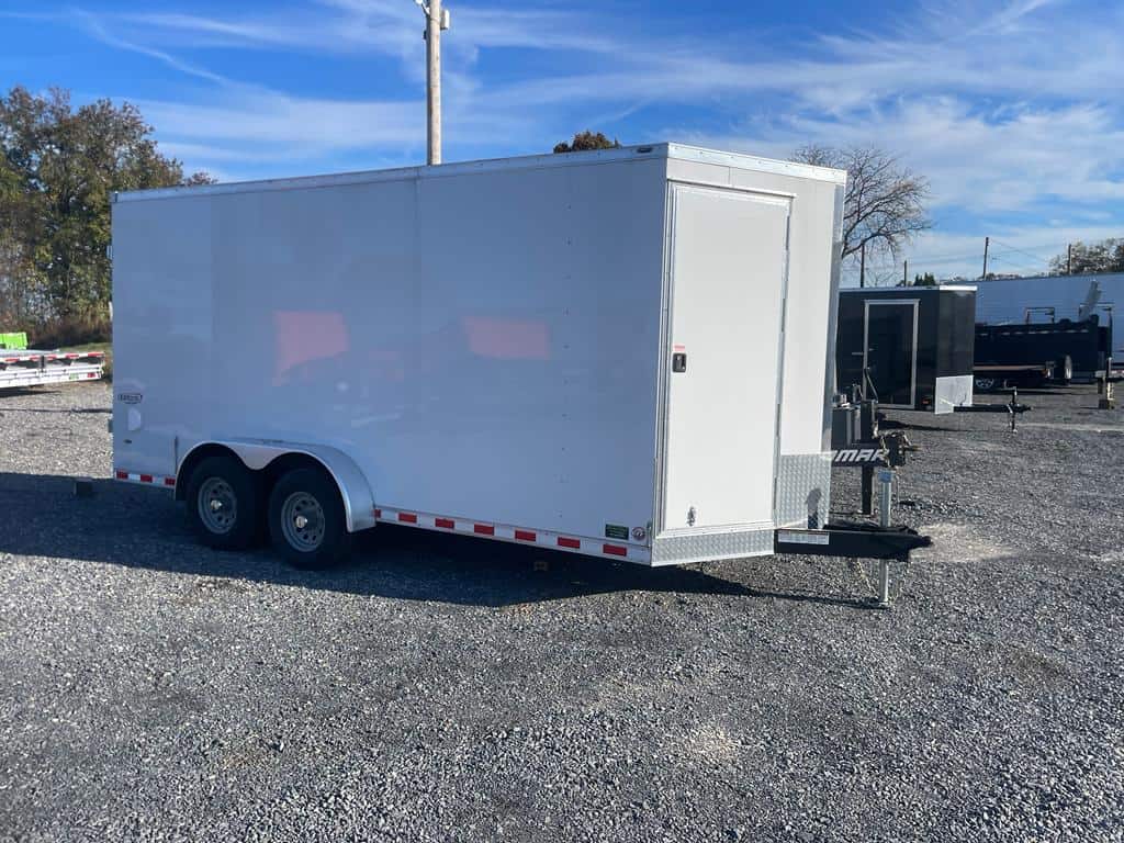 A white Bravo Star 10K Enclosed Cargo Trailer for sale.
