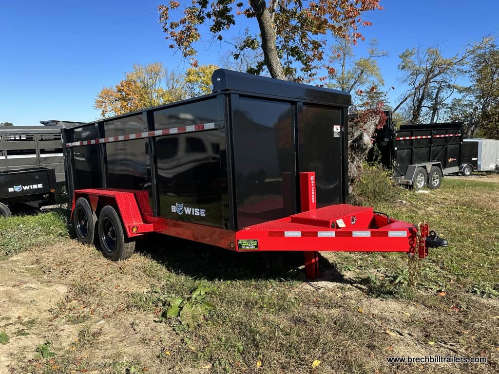 Bwise DLP Heavy Duty Dump Trailer 7’x14’x17.6K (DLP14-17-H) with red frame