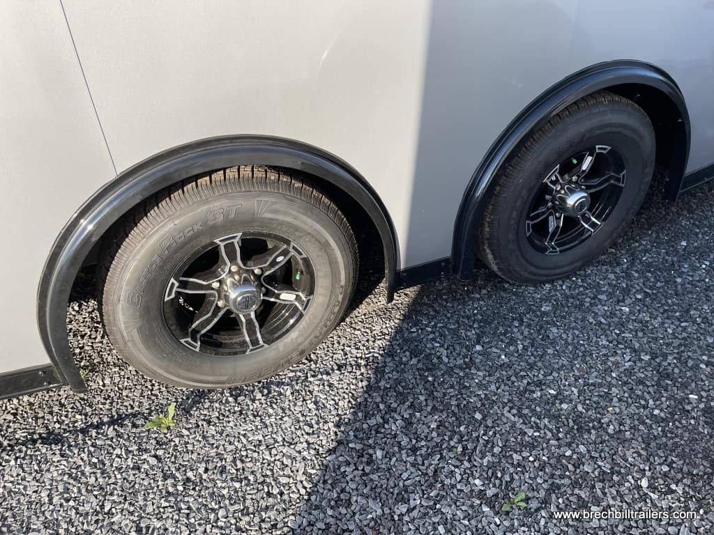 Wheels on the Bravo Scout enclosed trailer