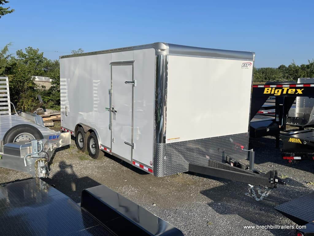 White GreenPro enclosed cargo trailer