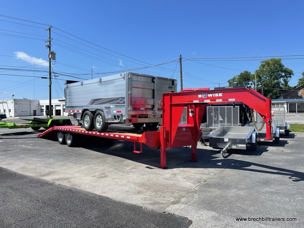 Red Bwise Gooseneck Deck Over Equipment Trailer